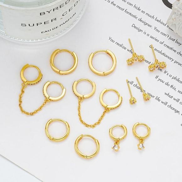 Gold Earrings Set for Women - Picture 2 of 3